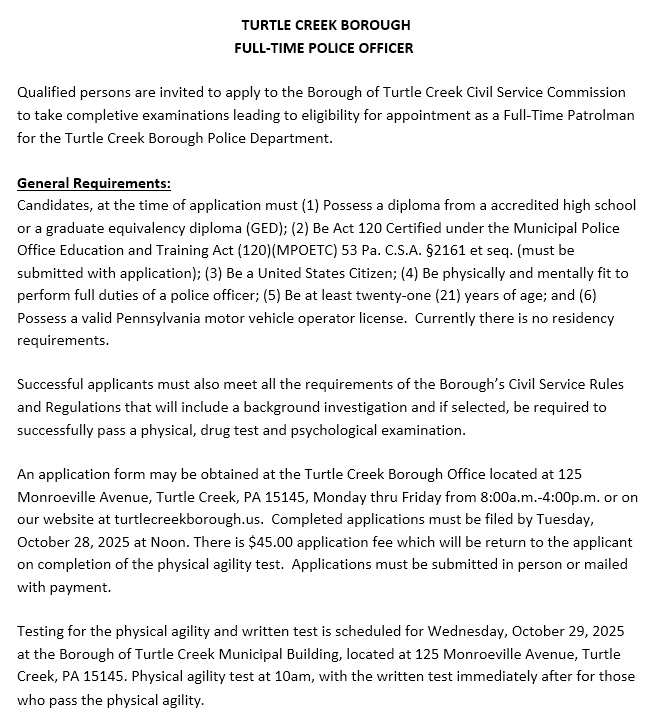 FULL TIME POLICE OFFICER AD