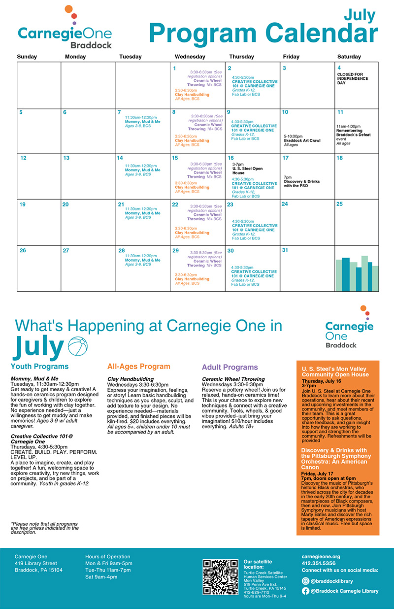 Carnegie One July 2026 Calendar